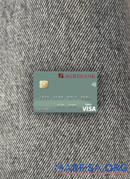 Printable Vietnam Agribank visa debit card photolook front real example